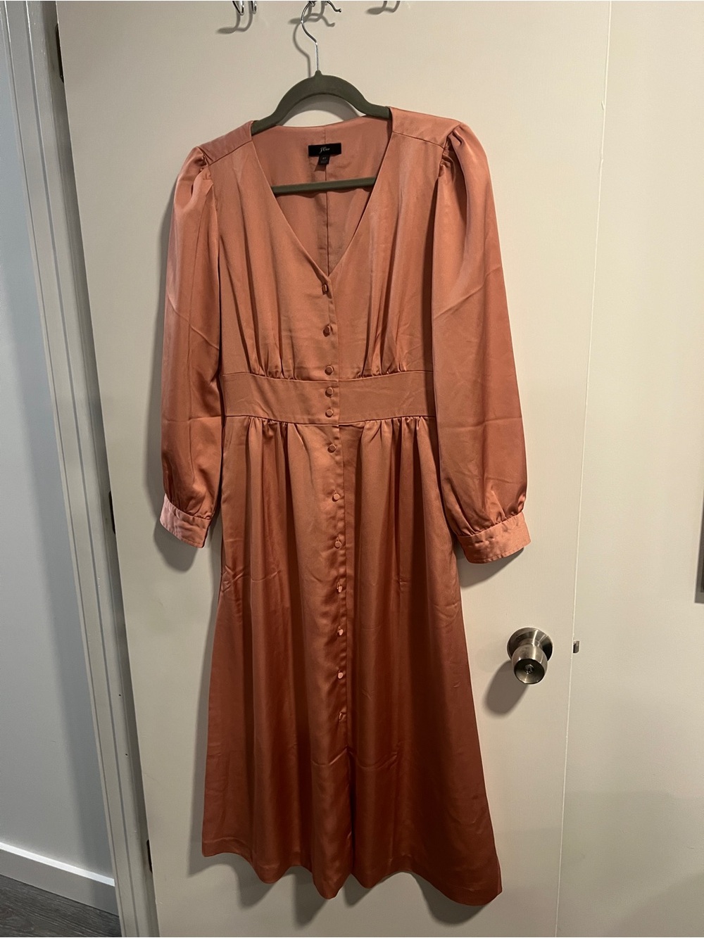 TALL JCrew Women's Rust Pink Button-Front Midi Dress